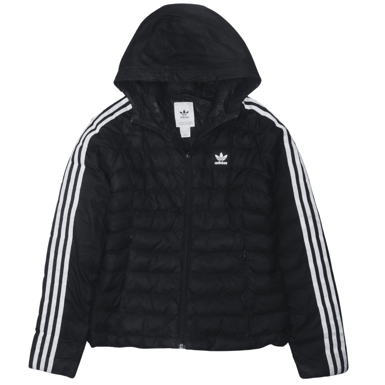 Adidas Womens Black Size 8 Hooded Puffer Jacket with Logo