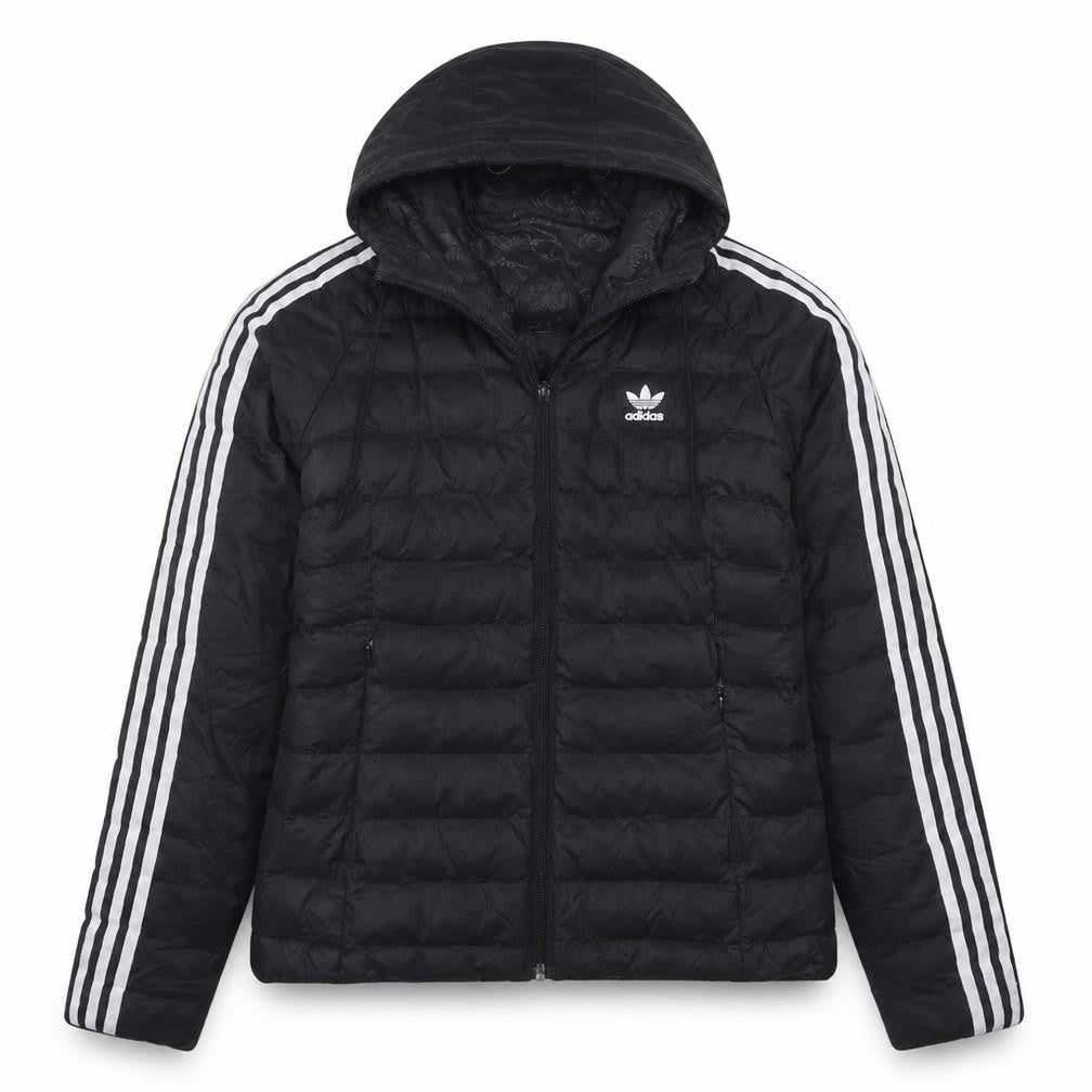 Adidas Womens Black Size 8 Hooded Puffer Jacket with Logo
