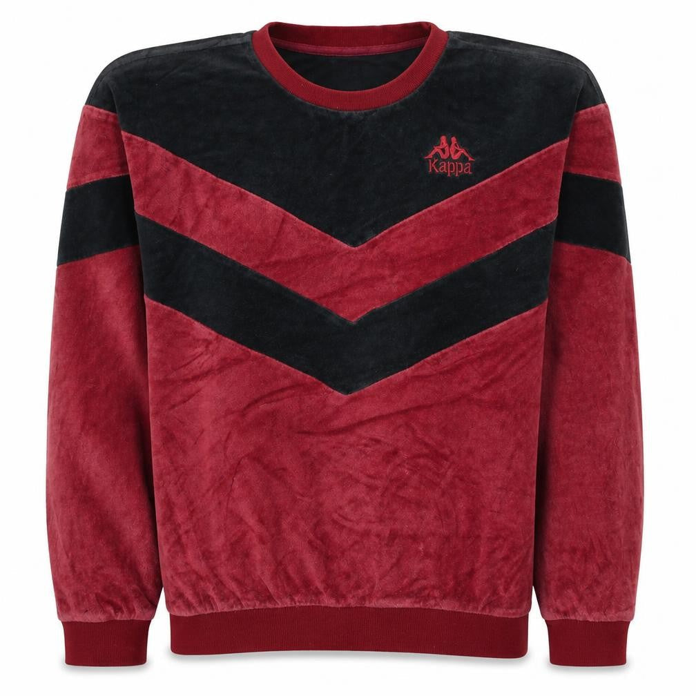 Front view of Kappa Women’s Black & Maroon Pullover Sweatshirt Medium