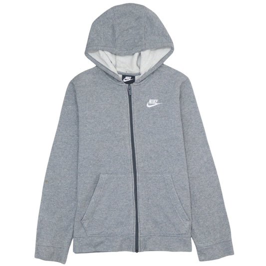 Nike Boys Grey Full Zip Fleece Hoodie Size 158cm Classic Sportswear