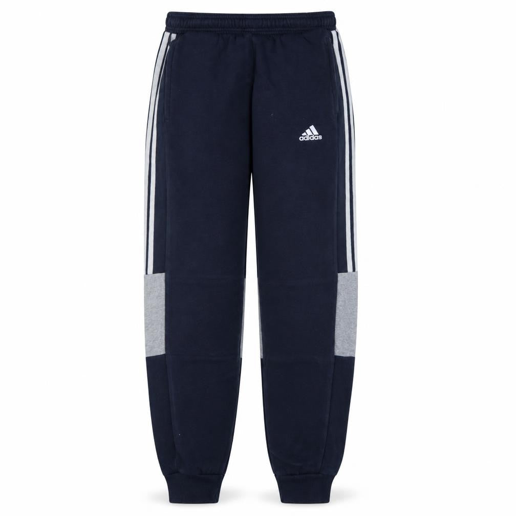 Front view of Adidas boys’ navy blue jogger sweatpants 13-14 years elastic waist track pants
