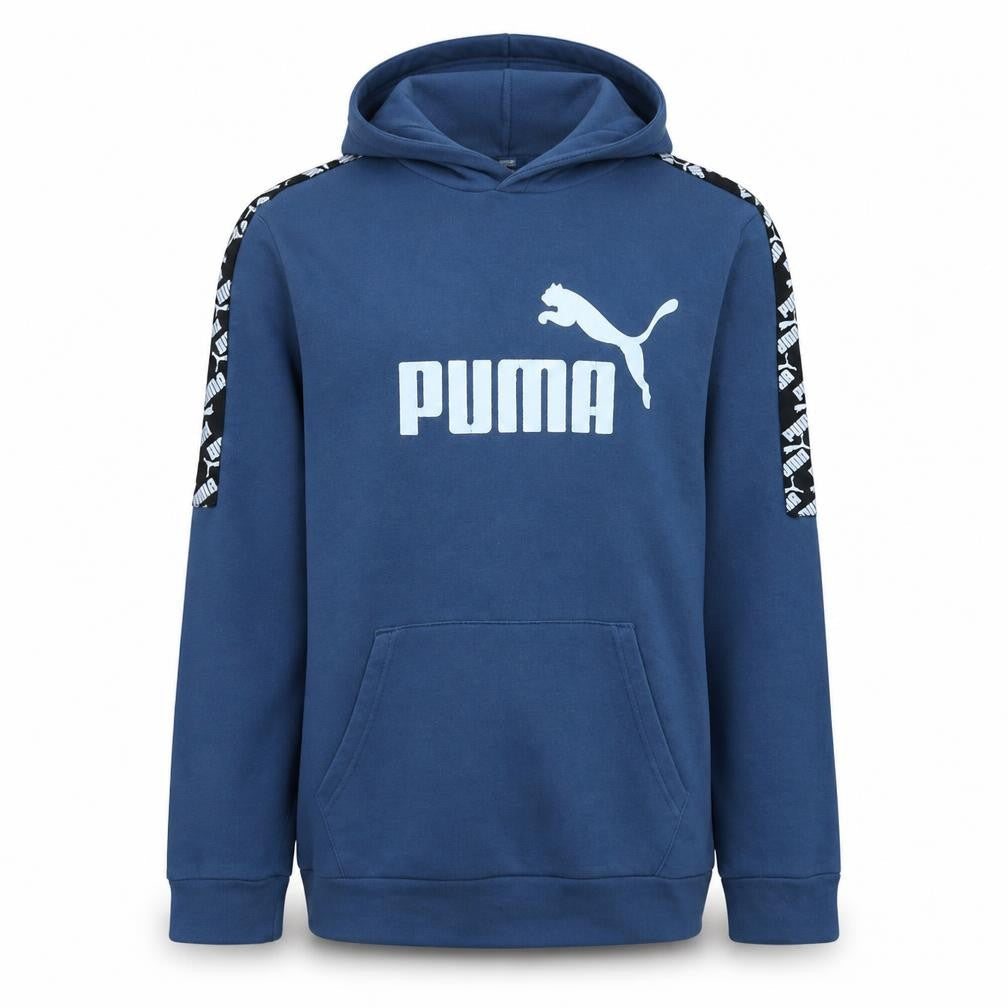 Puma Men Blue Pullover Hoodie L Graphic Logo Sportswear
