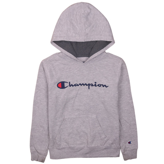 Champion Womens Grey Pullover Hoodie M Hooded Logo Sweatshirt
