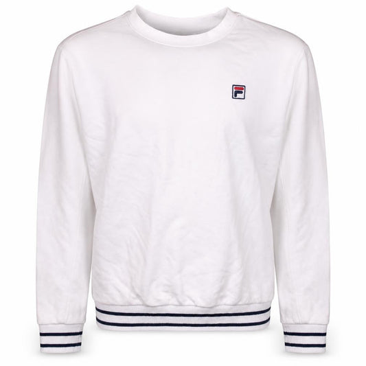 Fila Men's White Pullover Sweatshirt L Crew Neck Logo Athletic