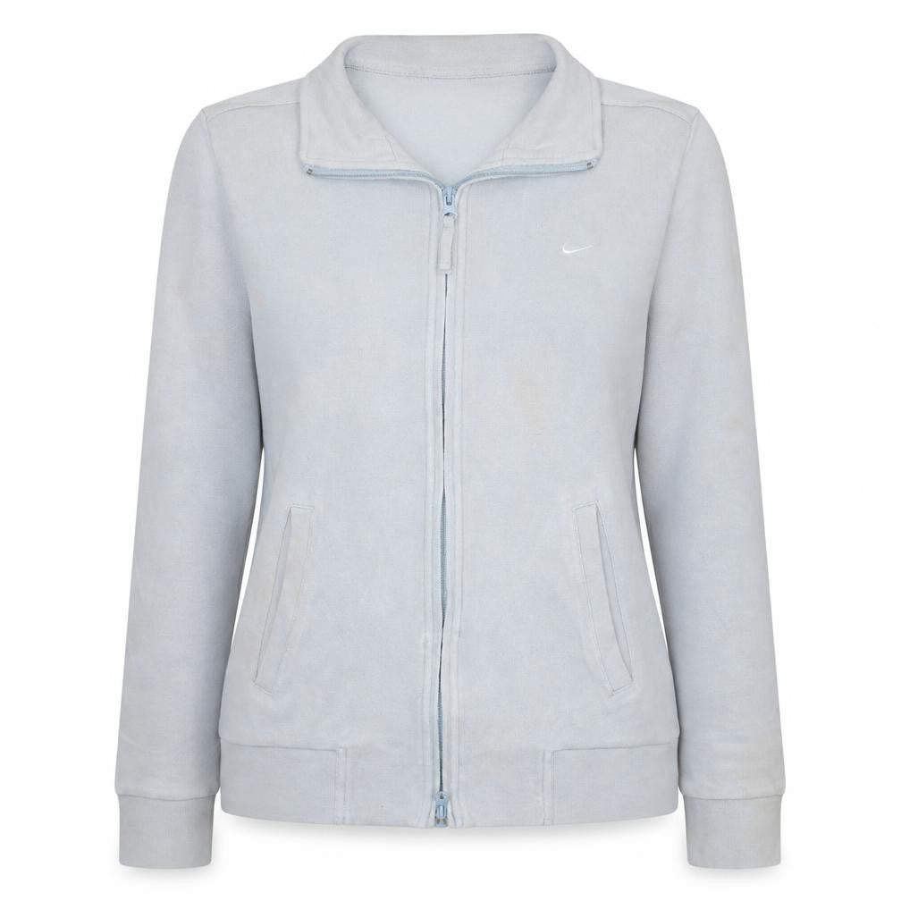 Nike Women Light Grey Full Zip Sweatshirt Size M Classic Fit