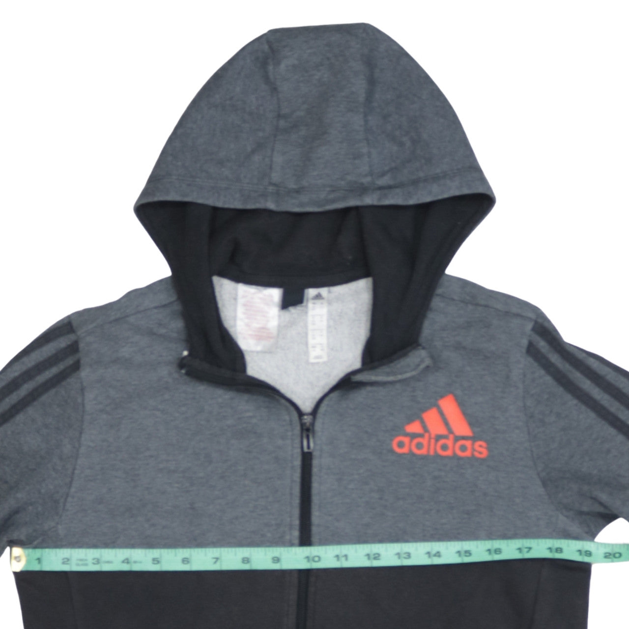 Adidas Boys Grey Black Full Zip Hoodie 13-14 Years Classic Sportswear