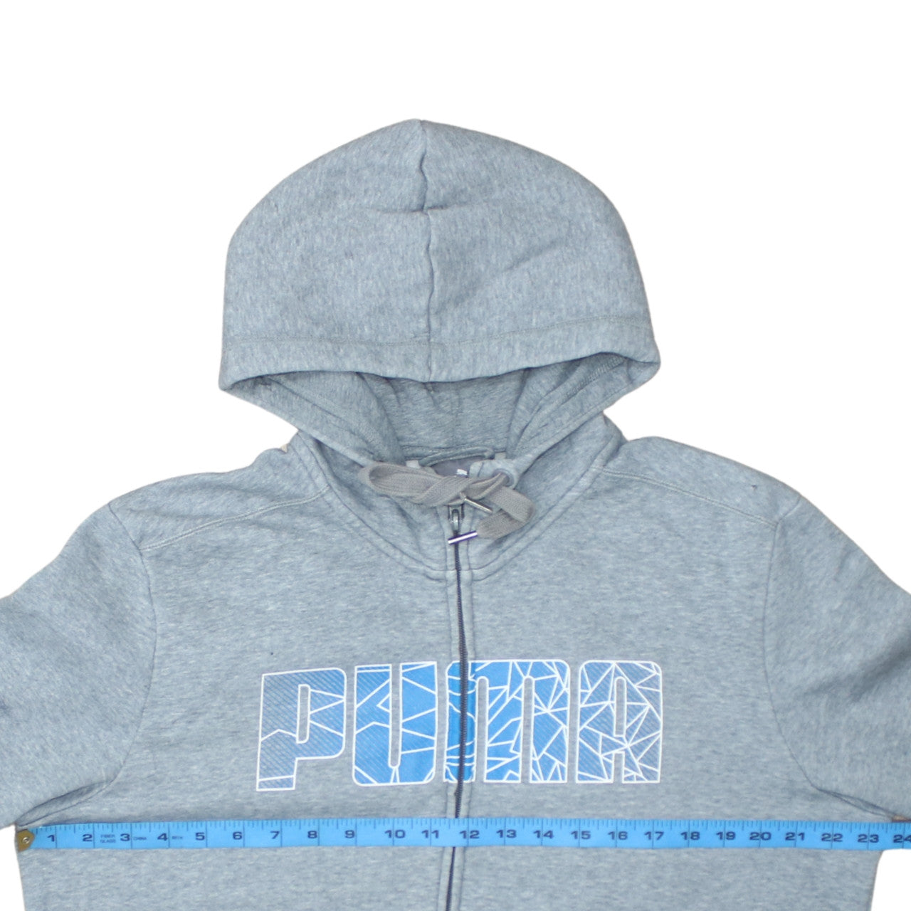 Puma Mens Grey Full Zip Hoodie Size L Sports Graphic Sweatshirt