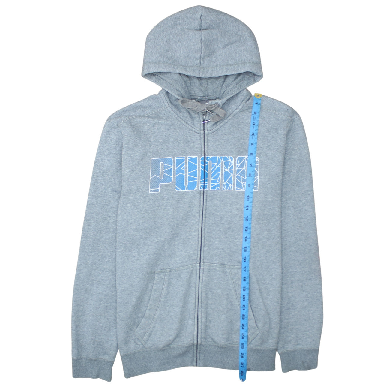 Puma Mens Grey Full Zip Hoodie Size L Sports Graphic Sweatshirt