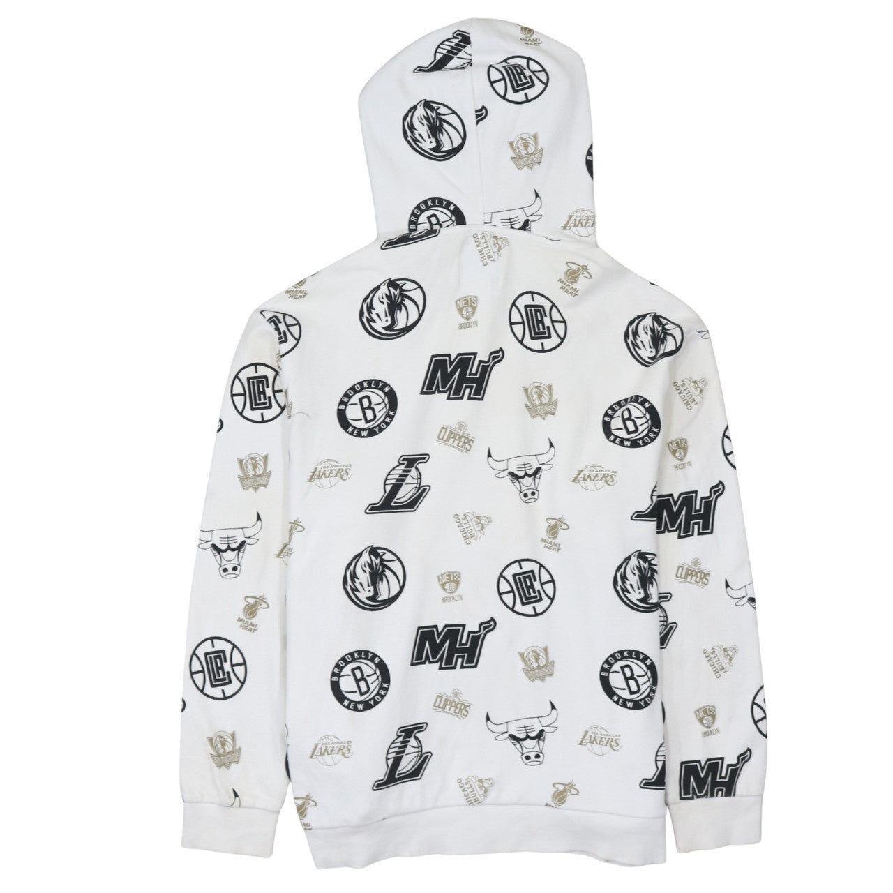 Bershka Men’s White NBA Pullover Hoodie Size S Graphic Print