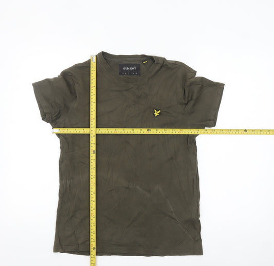 Lyle & Scott Men's Khaki Crew Neck Cotton T-Shirt Size M