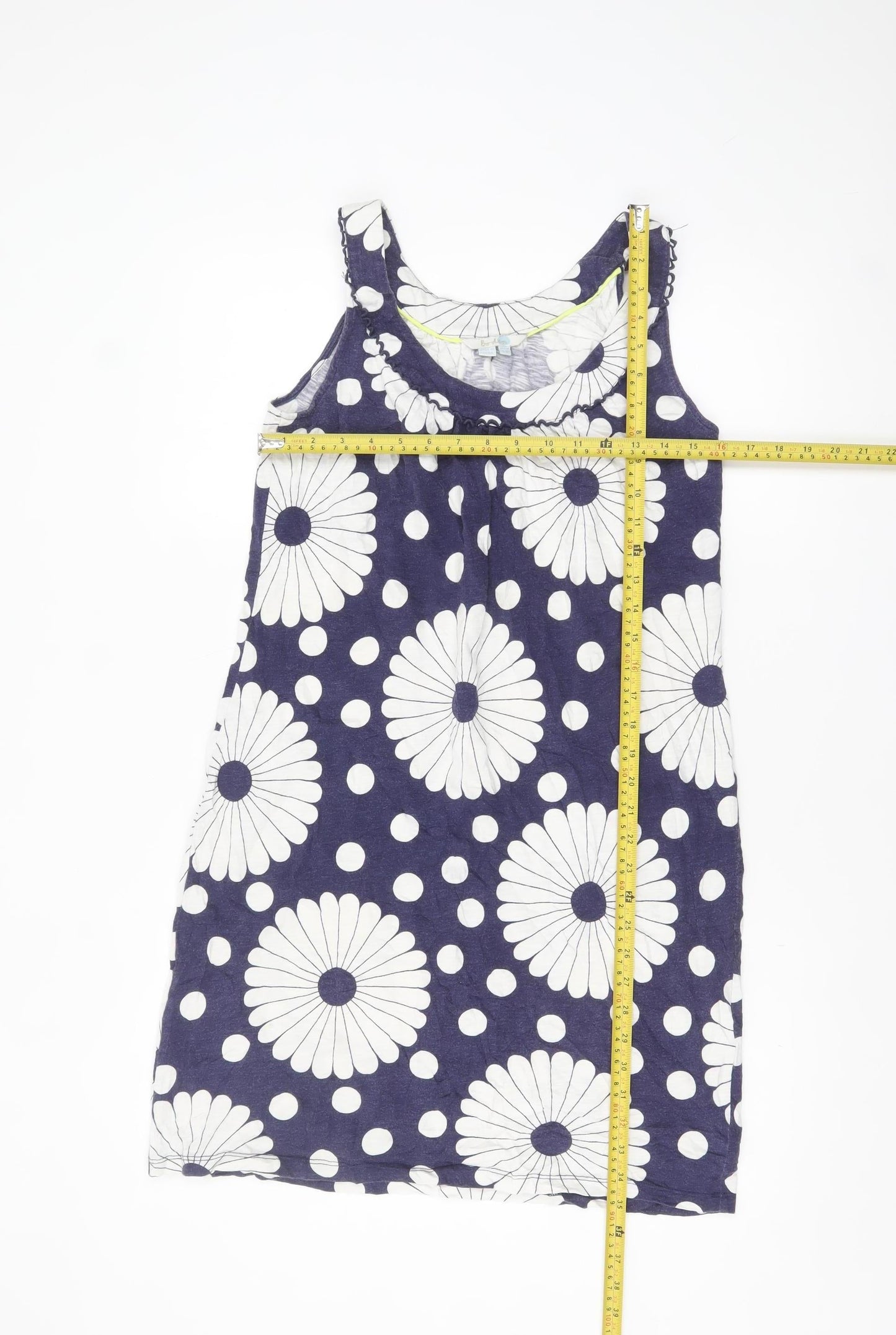 Boden Women’s Blue Floral Polka Dot Sleeveless Shift Dress UK 12