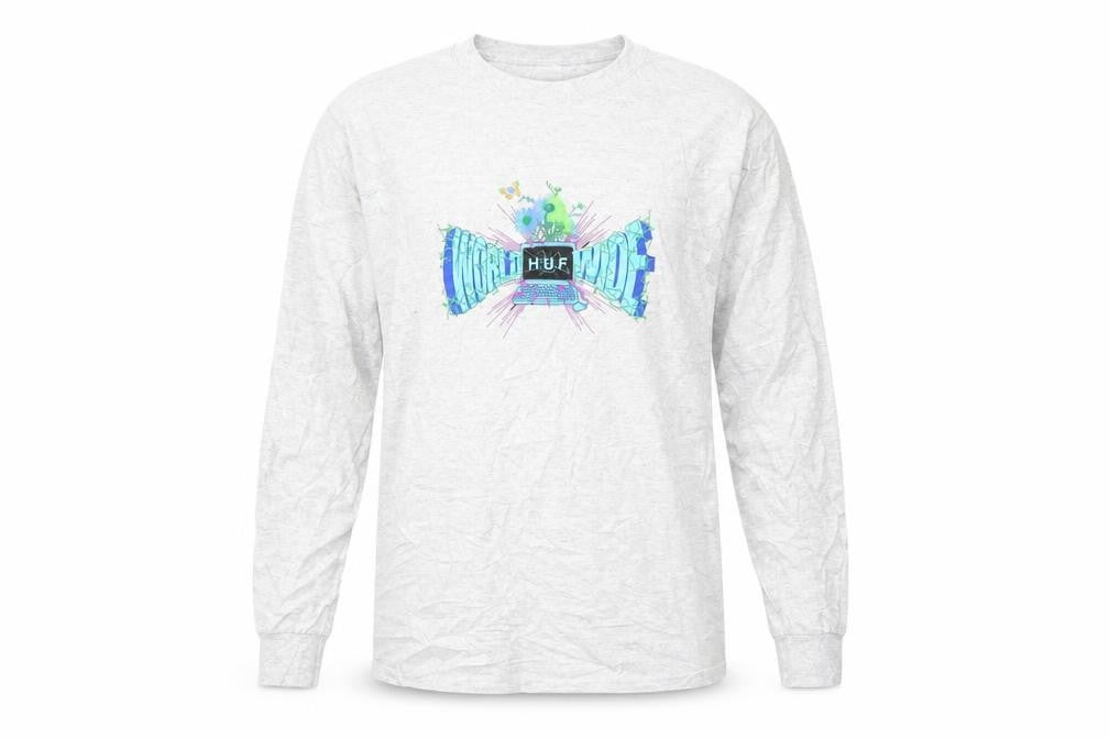 HUF Men’s Grey Long Sleeve Graphic Casual Top Size S