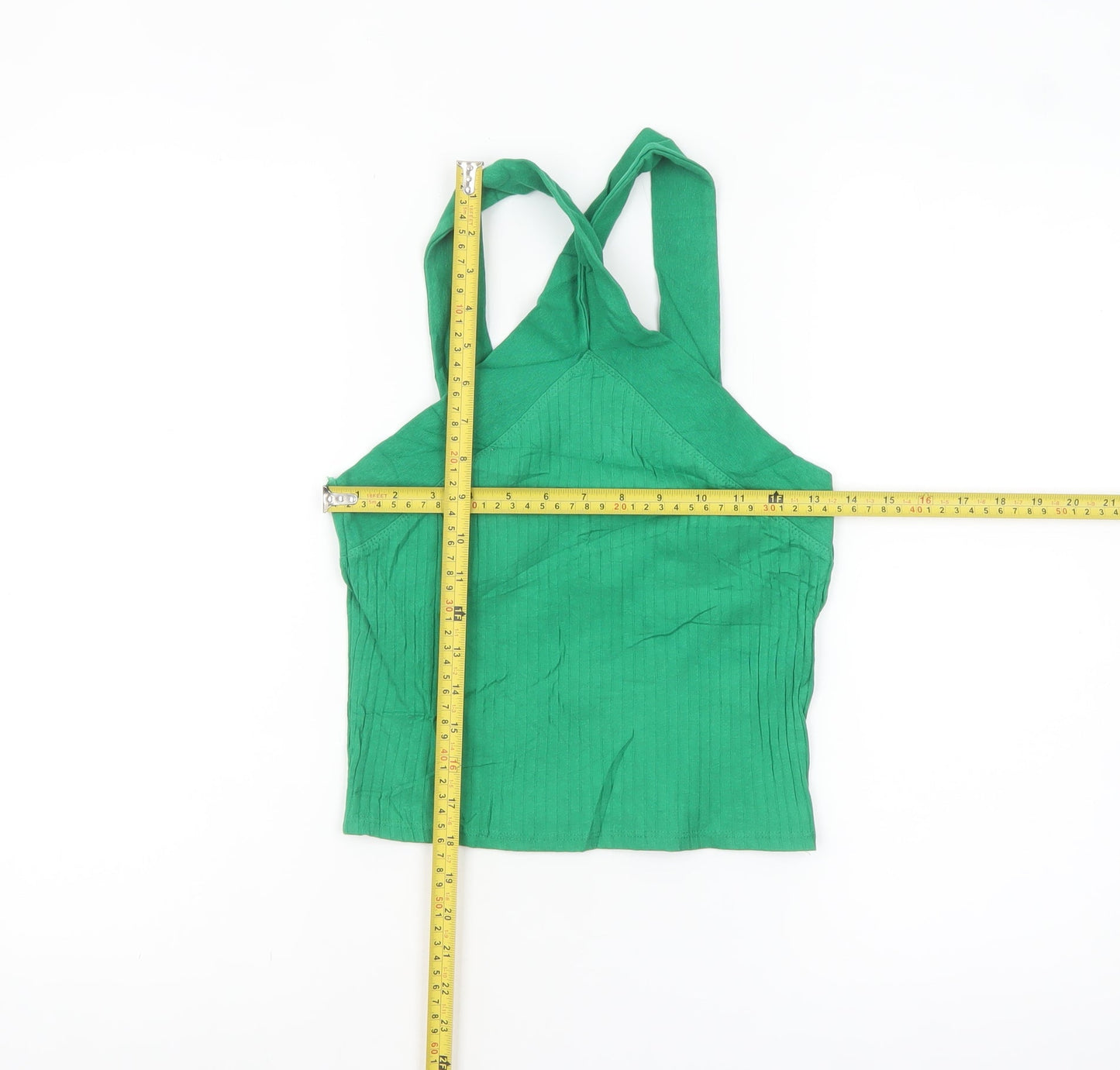 Zara Women Green Halter Ribbed Camisole Tank Top Size 12