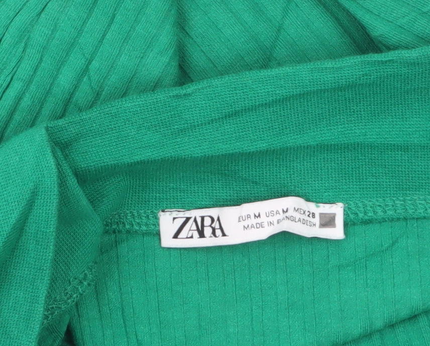 Zara Women Green Halter Ribbed Camisole Tank Top Size 12