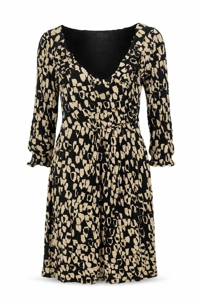 Phase Eight Women Black Animal Print Wrap Dress Size 12