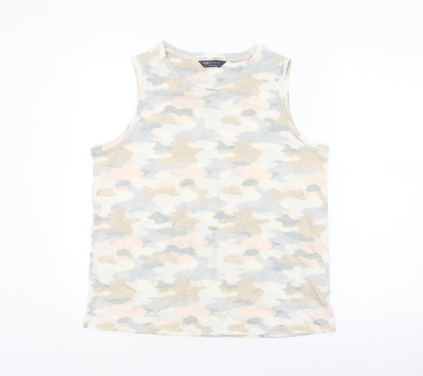 Marks and Spencer Women's Multicoloured Camouflage Tank Top Size 14