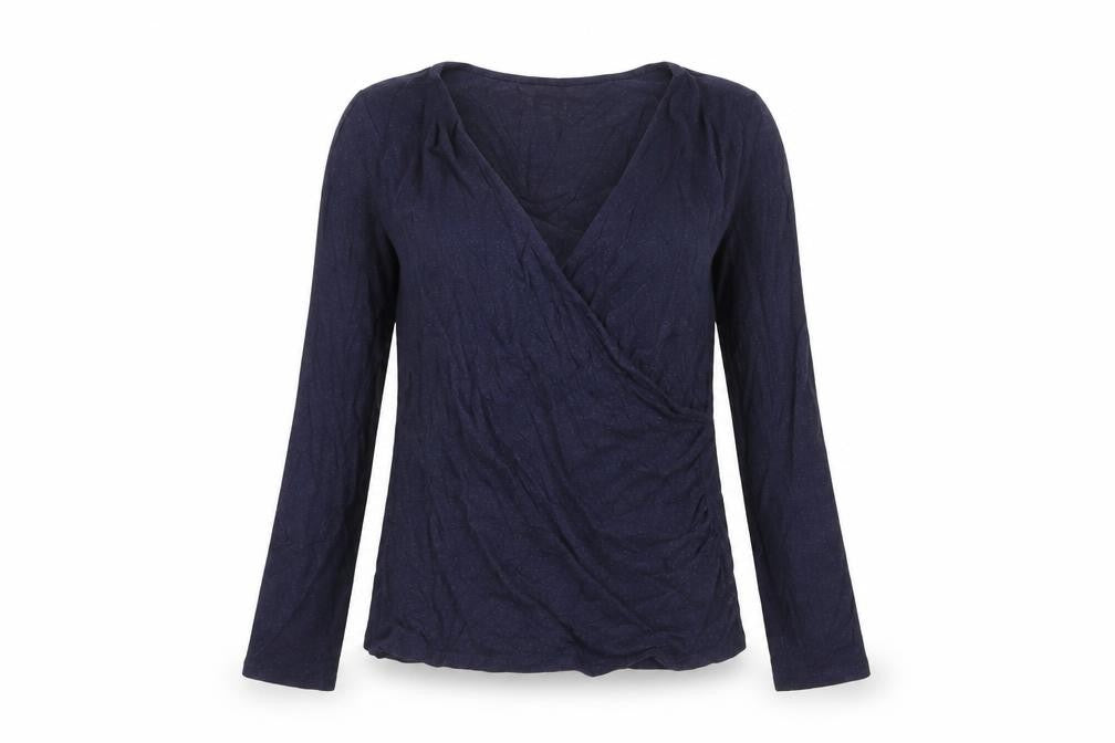 Mauvette Women's Blue Long Sleeve Wrap Blouse Size 12