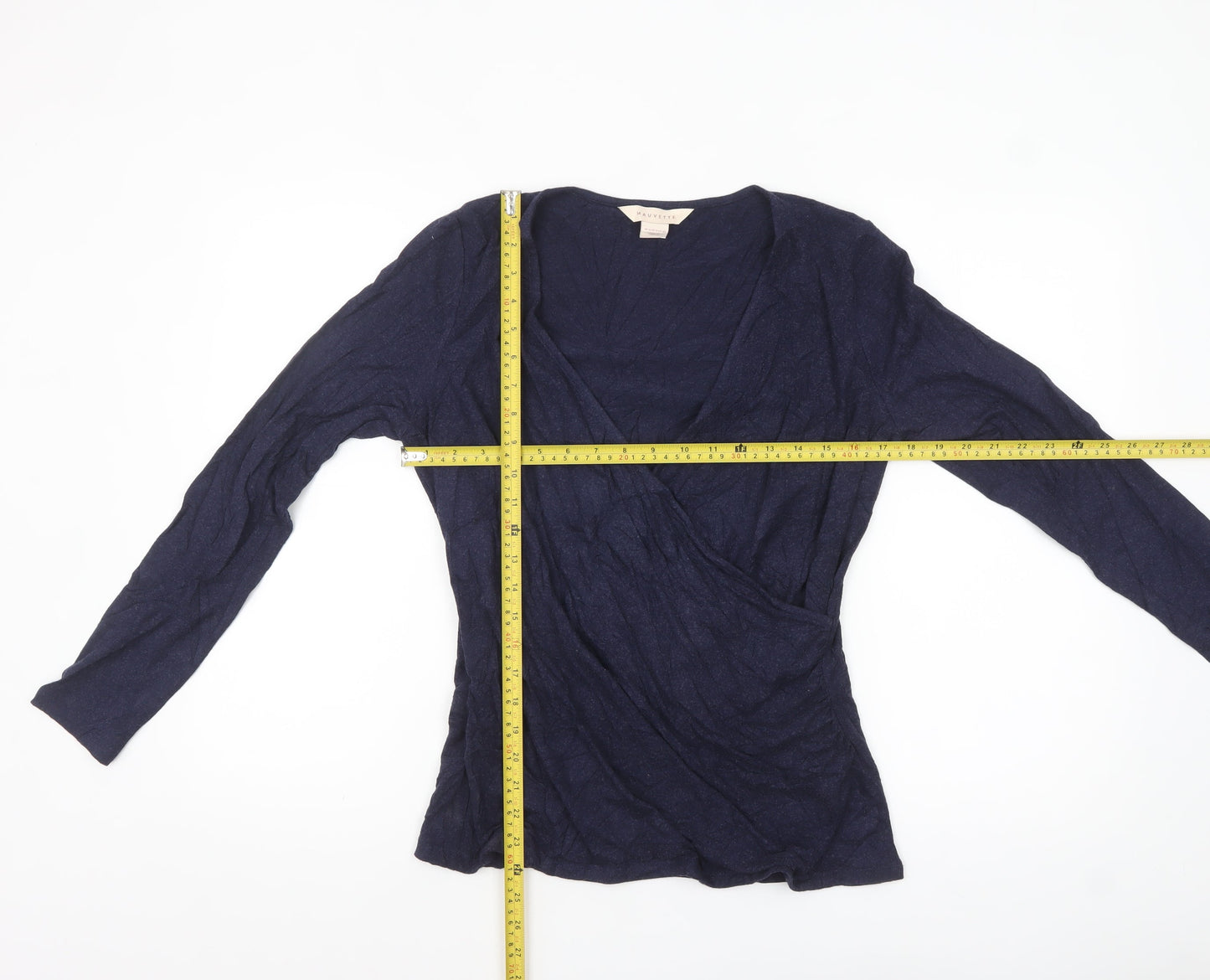 Mauvette Women's Blue Long Sleeve Wrap Blouse Size 12