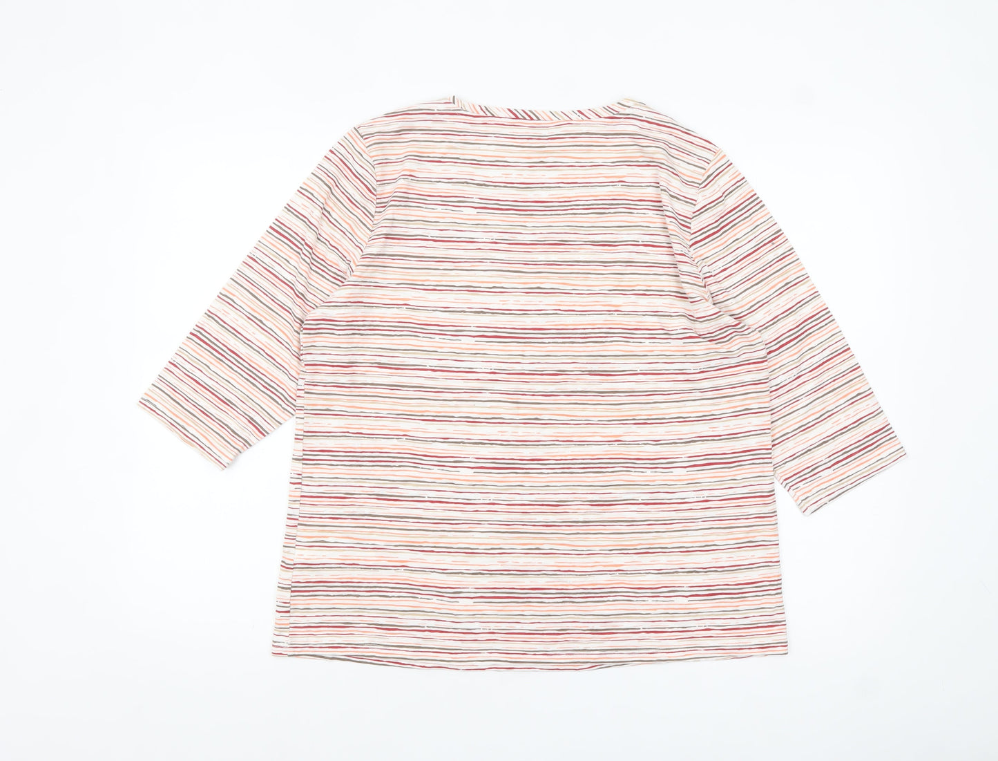Marks and Spencer Women Multicoloured Striped 3/4 Sleeve Boat Neck Top Size 18