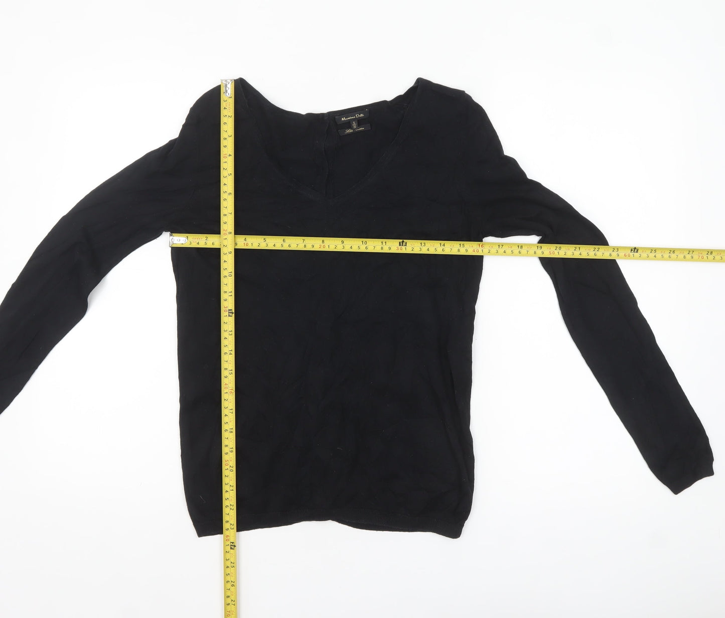 Massimo Dutti Women’s Black Silk Cotton V-Neck Cardigan S