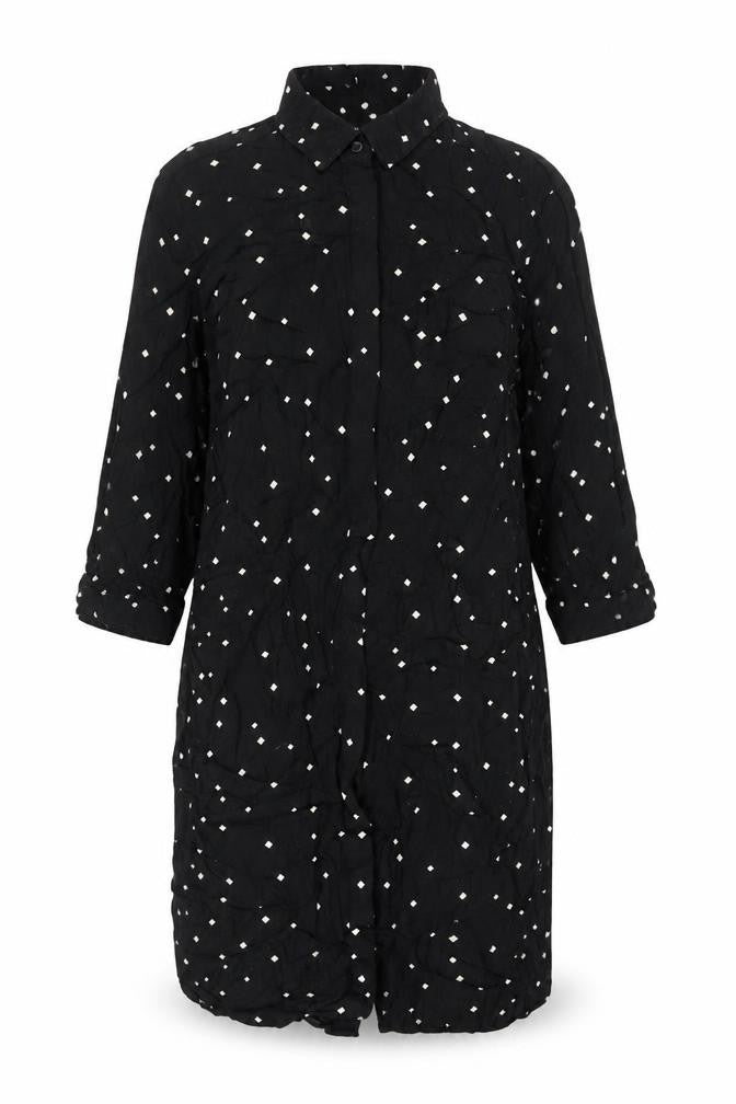 Next Women’s Black Polka Dot Long Sleeve Cotton Tunic Shirt Size 10