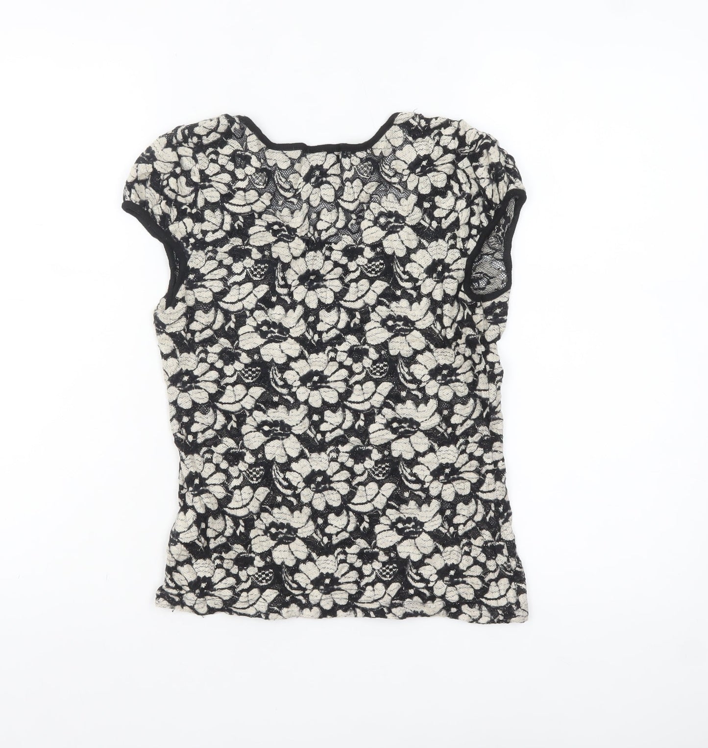 twentyone Women's Black Floral Lace Short Sleeve T-Shirt M