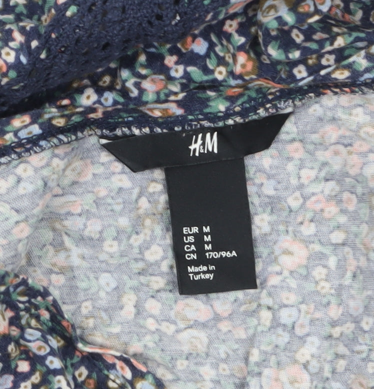 H&M Women’s Multicoloured Floral Cotton Lace Trim Tank Dress Size 12