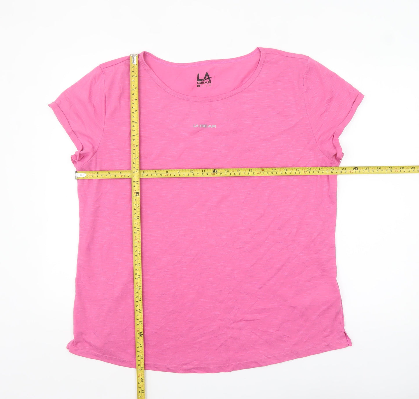 LA Gear Womens Pink Basic Crew Neck Short Sleeve T-Shirt Size 20