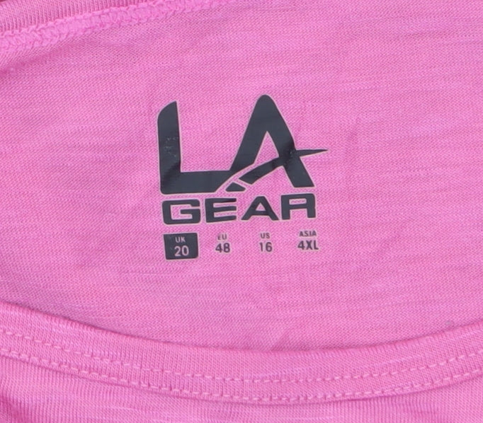 LA Gear Womens Pink Basic Crew Neck Short Sleeve T-Shirt Size 20