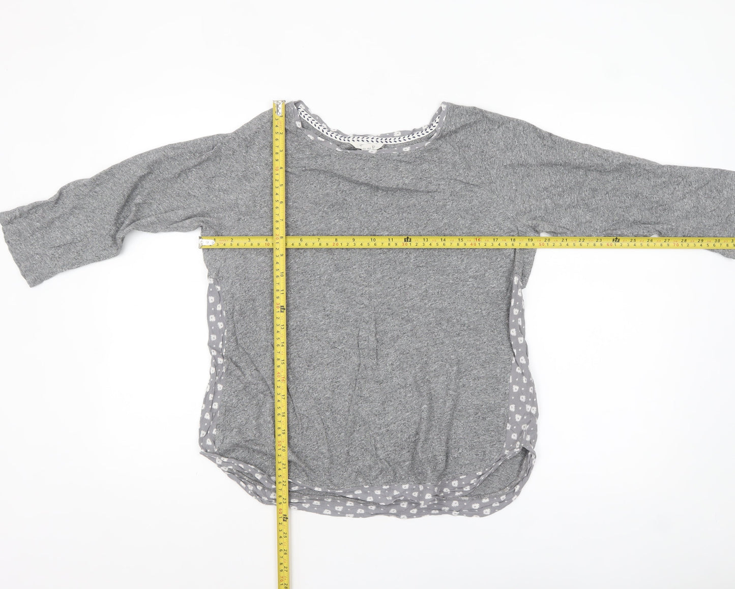 White Stuff Women’s Grey Cotton Modal Tunic Top UK 12 3/4 Sleeve