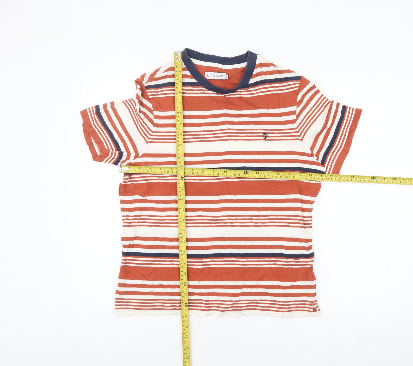 Farah 1920 Men's Multicoloured Striped Crew Neck Cotton T-Shirt Size S