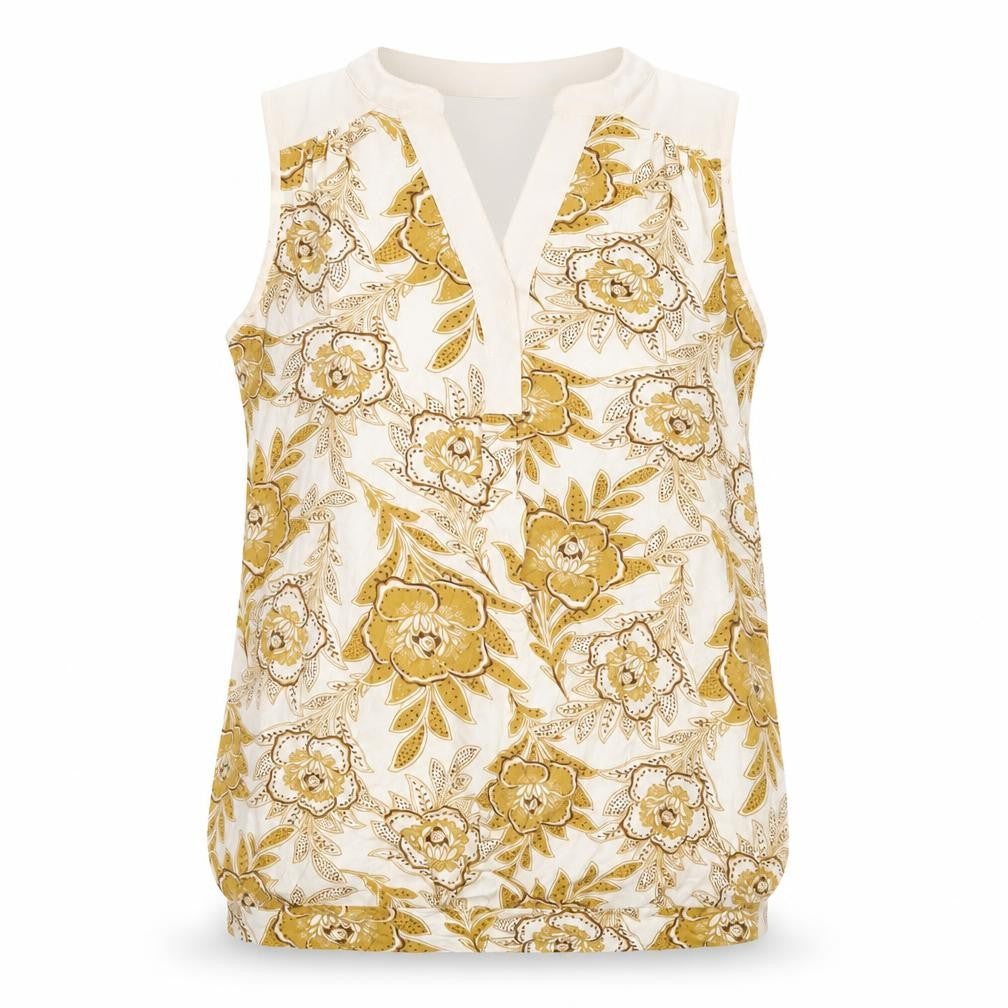 Next Women Beige Floral Sleeveless Viscose Tunic Blouse UK 6