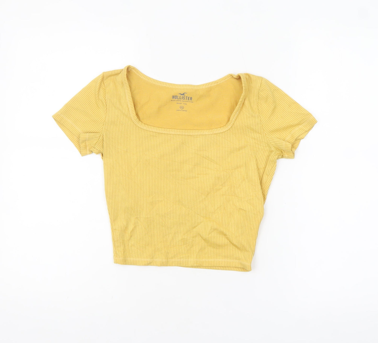 Hollister Womens Yellow Cropped Baby Tee XS Slim Fit Top