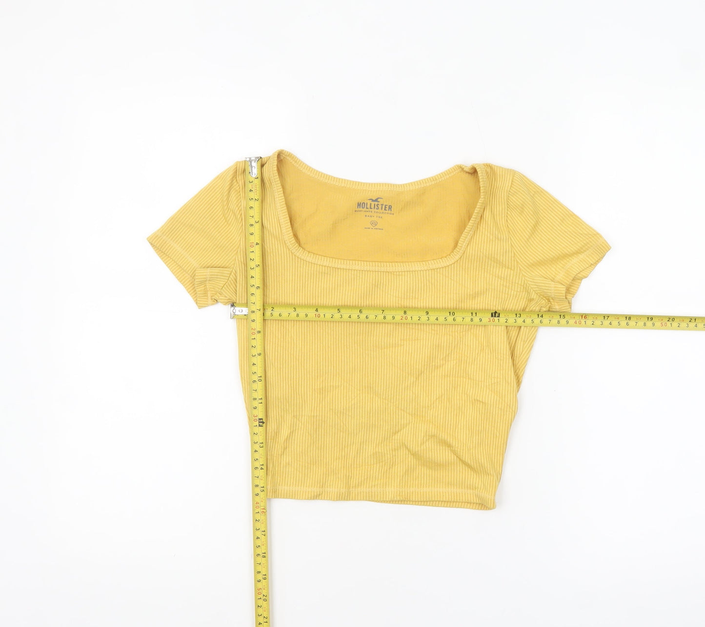 Hollister Womens Yellow Cropped Baby Tee XS Slim Fit Top