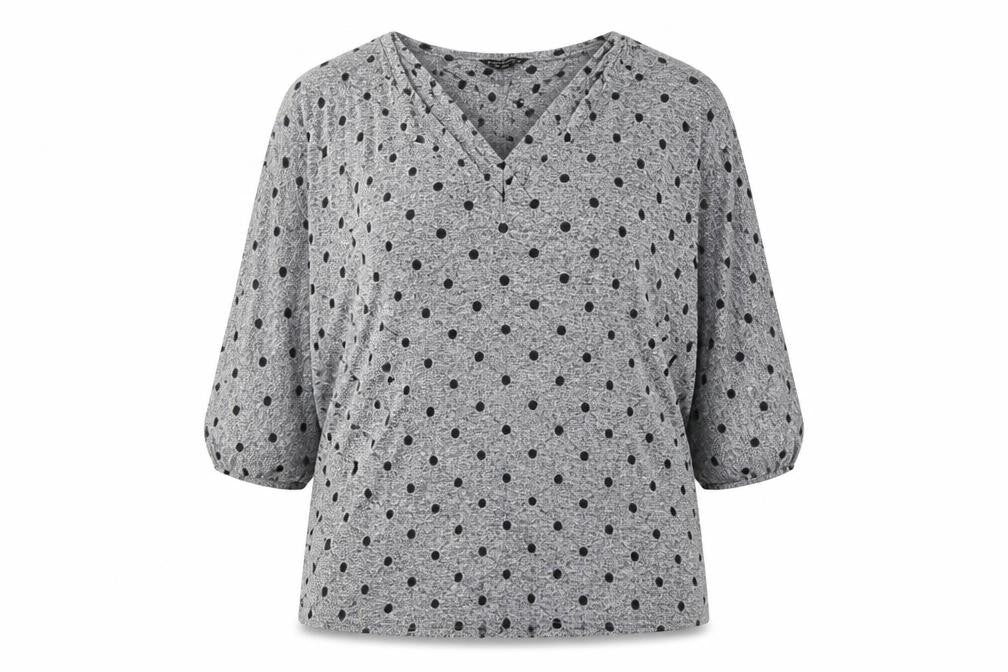 Dorothy Perkins Women's Grey Polka Dot Jersey Top UK 18 3/4 Sleeve