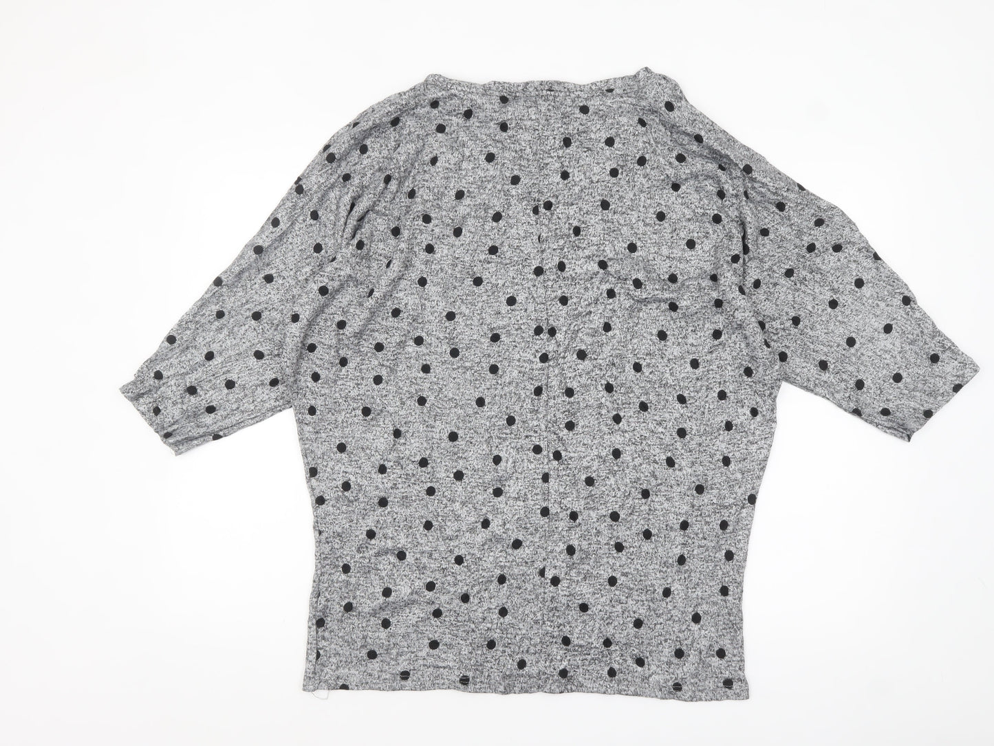 Dorothy Perkins Women's Grey Polka Dot Jersey Top UK 18 3/4 Sleeve