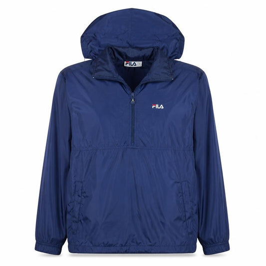 FILA Women’s Blue Nylon Anorak Jacket S Hooded Windbreaker