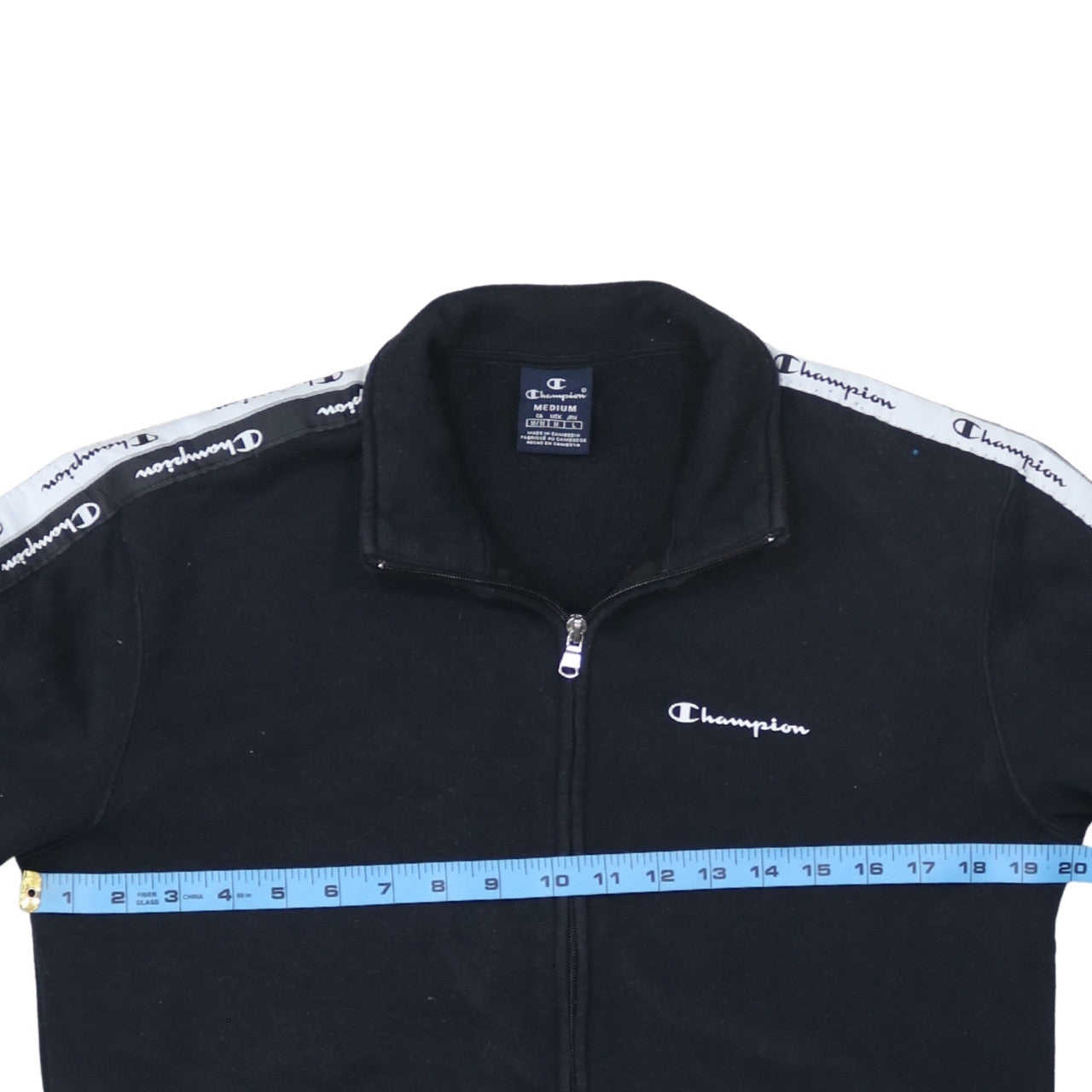 Champion Men's Black Medium Track Jacket Full Zip Cotton