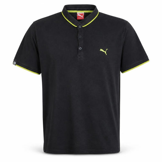 Puma Men's Black Short Sleeve Polo Shirt Size L Cotton Blend