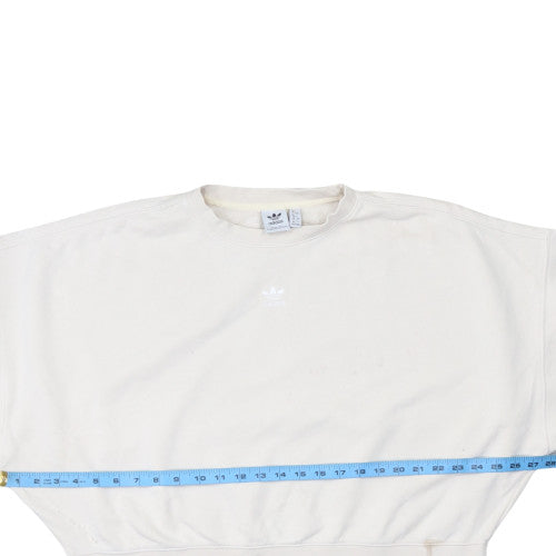Adidas Women White Crew Neck Cotton Pullover Sweatshirt Size 10