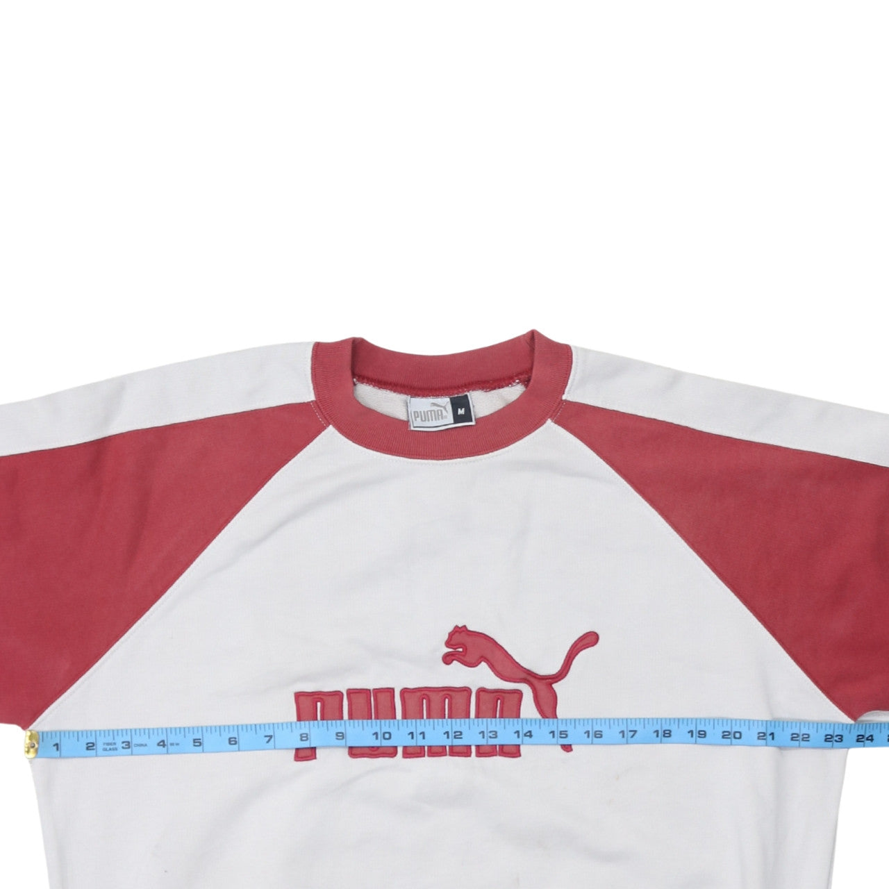 Puma Men's White & Red Crew Neck Pullover Sweatshirt M