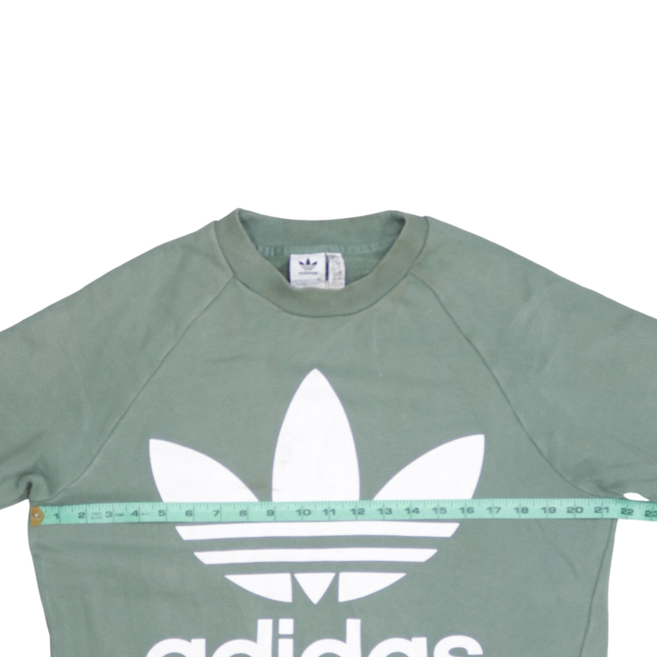 Adidas Women Khaki Green Crew Neck Sweatshirt Size 10 Relaxed Fit