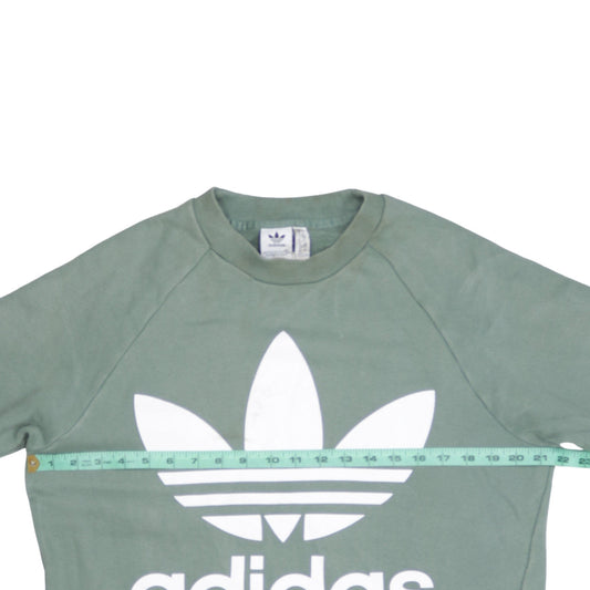 Adidas Women Khaki Green Crew Neck Sweatshirt Size 10 Relaxed Fit