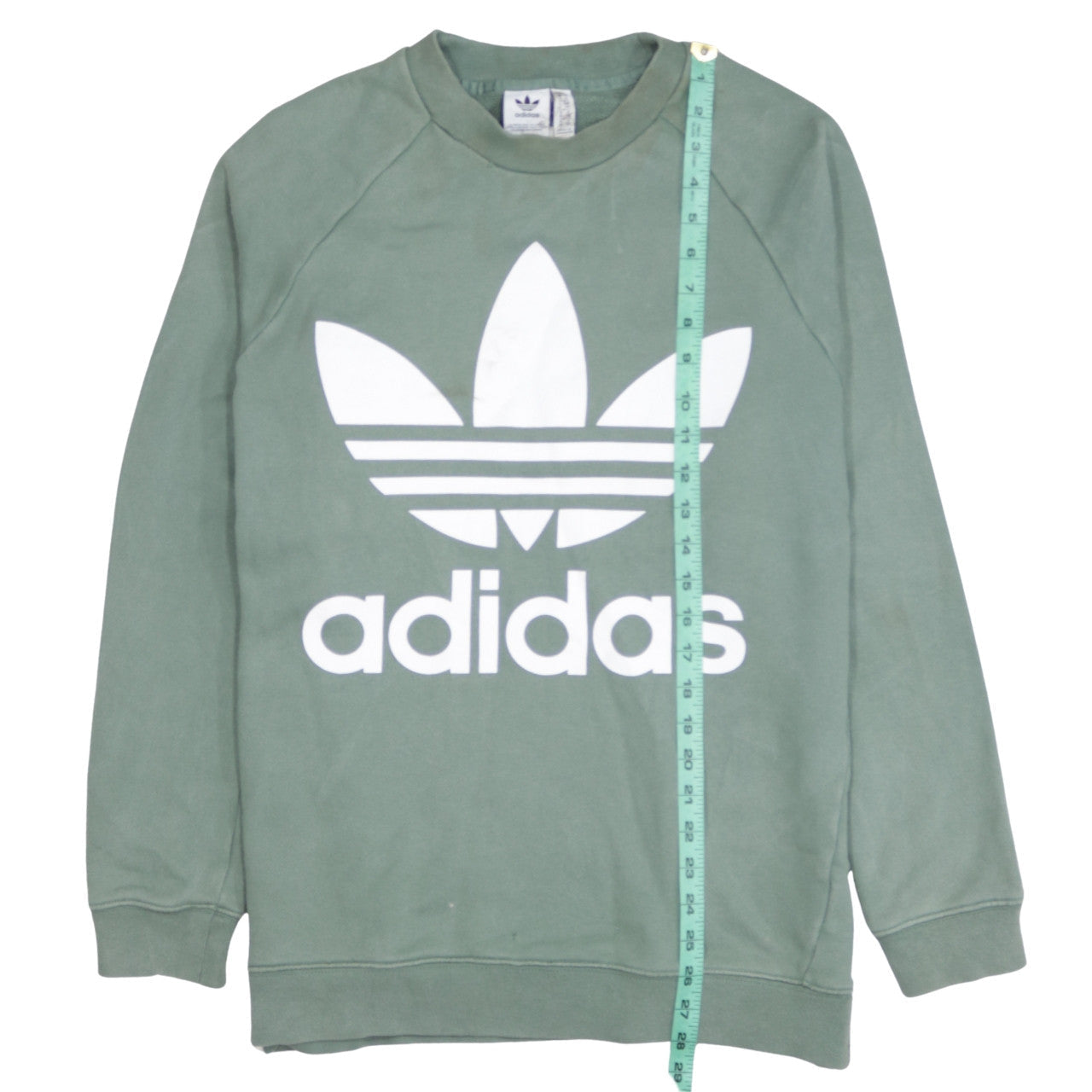 Adidas Women Khaki Green Crew Neck Sweatshirt Size 10 Relaxed Fit