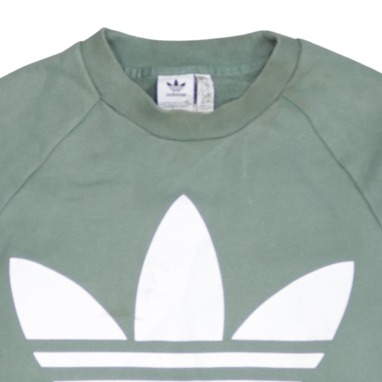 Adidas Women Khaki Green Crew Neck Sweatshirt Size 10 Relaxed Fit