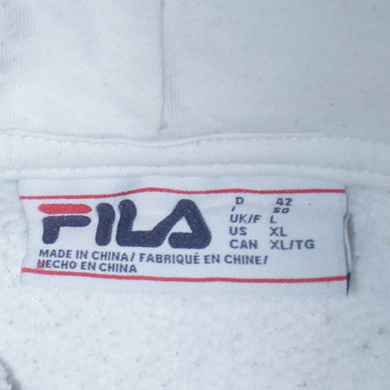 FILA Womens White L Pullover Hoodie Fleece Polyester Sweatshirt