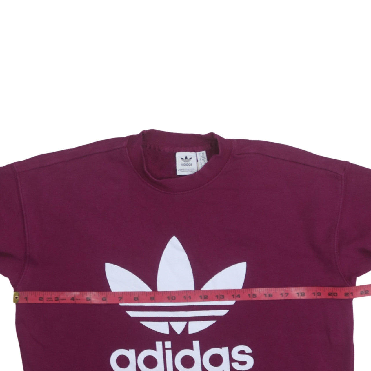 Adidas Womens Burgundy Crew Neck Sweatshirt UK 6 Logo Pullover