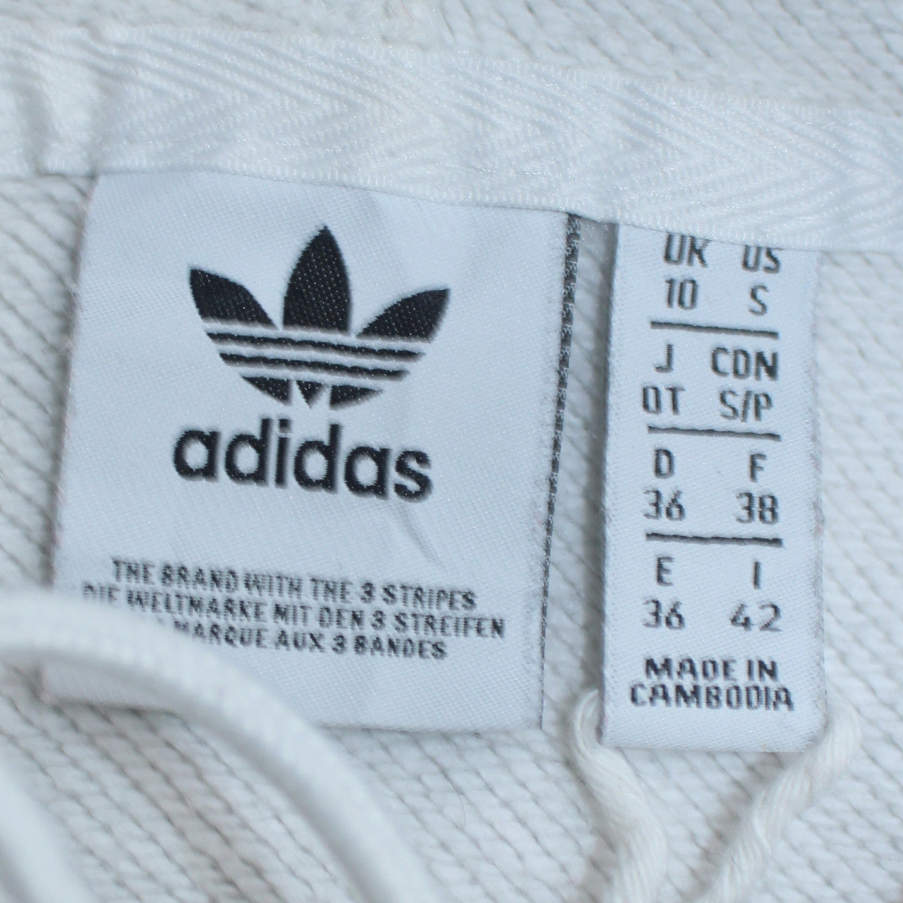 Adidas Women White Cropped Hoodie Size S Hooded Pullover