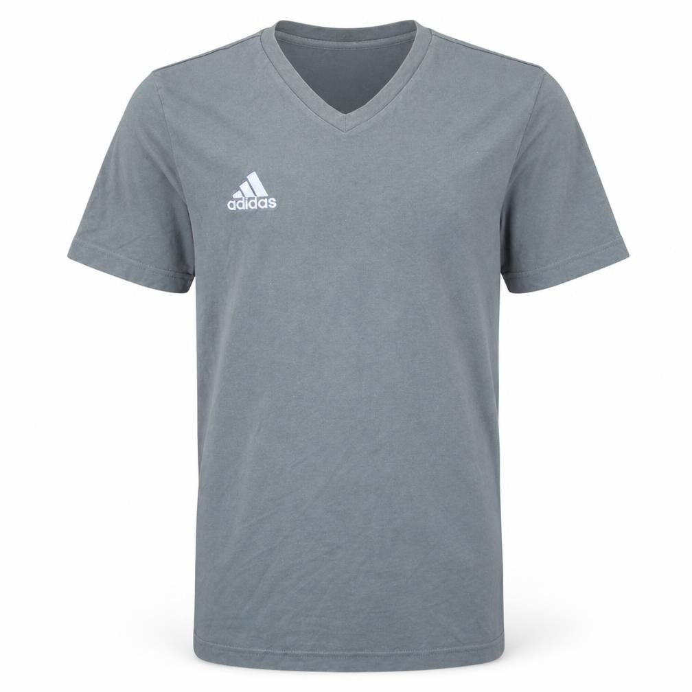 Adidas Men's Grey V-Neck Short Sleeve Cotton T-Shirt Size S