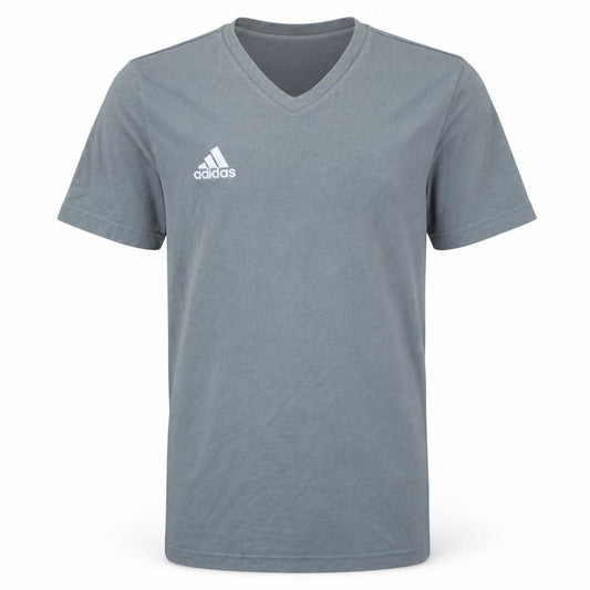 Adidas Men's Grey V-Neck Short Sleeve Cotton T-Shirt Size S